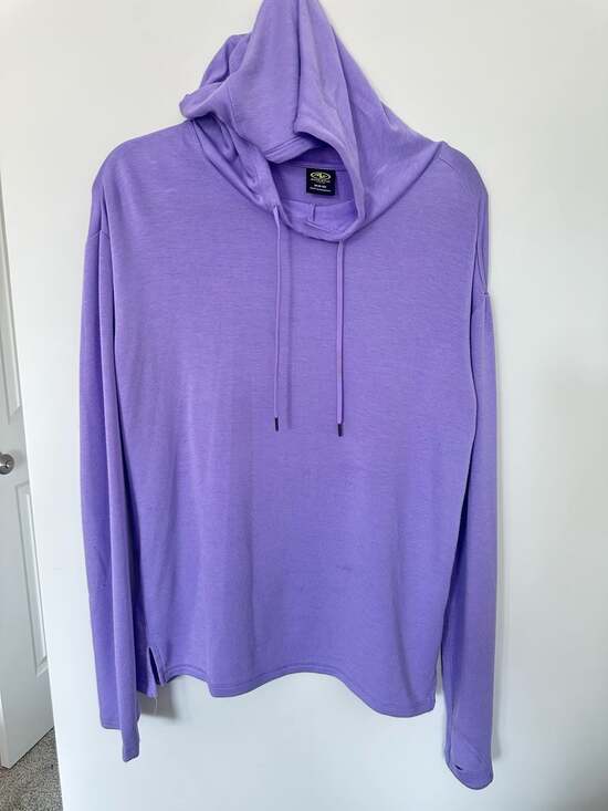 Athletic Works Tops - T Shirt Long Sleeve Hooded Spring All Seasons Solid Color Traditional